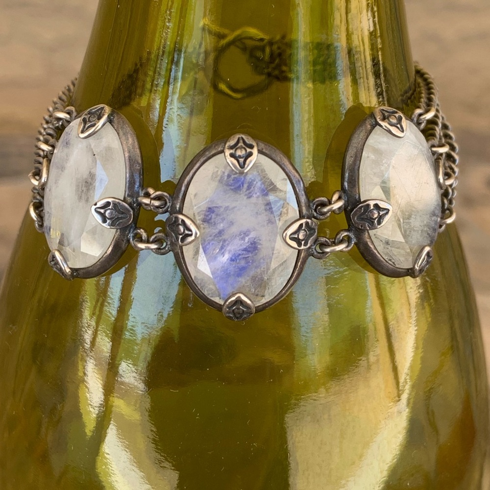 Chan Luu Sterling Silver Moonstone Link & 4 Strand Chain Bracelet